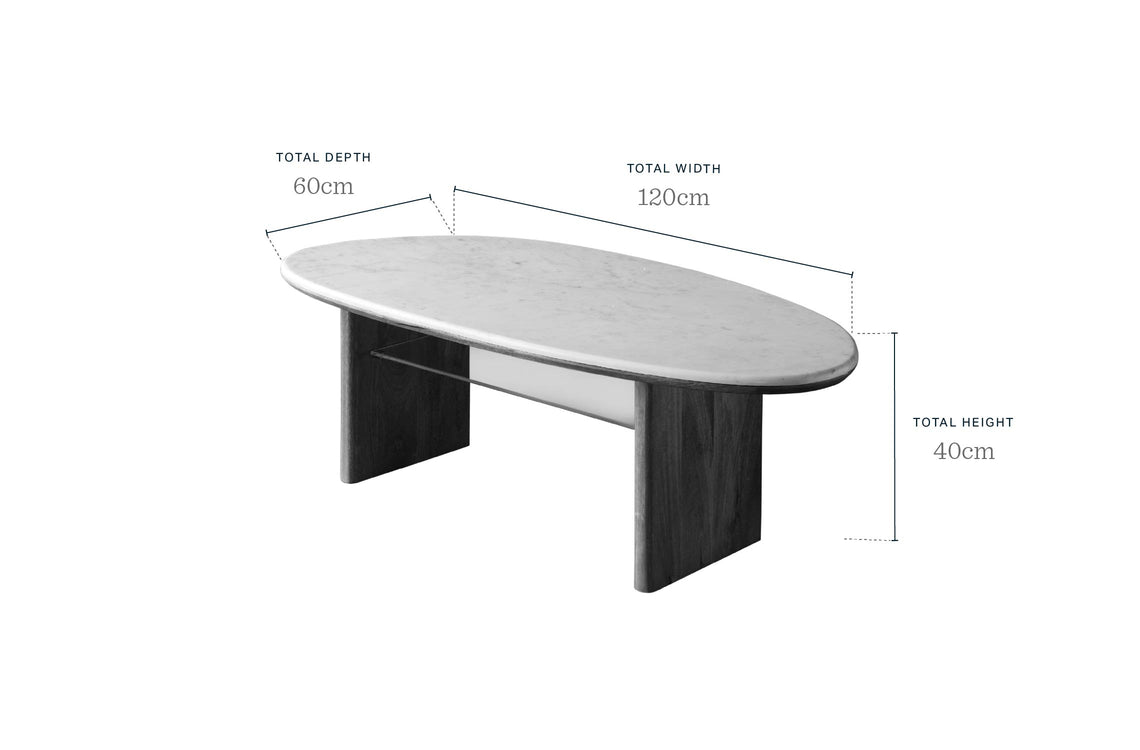 Cara light mango wood marble top coffee table