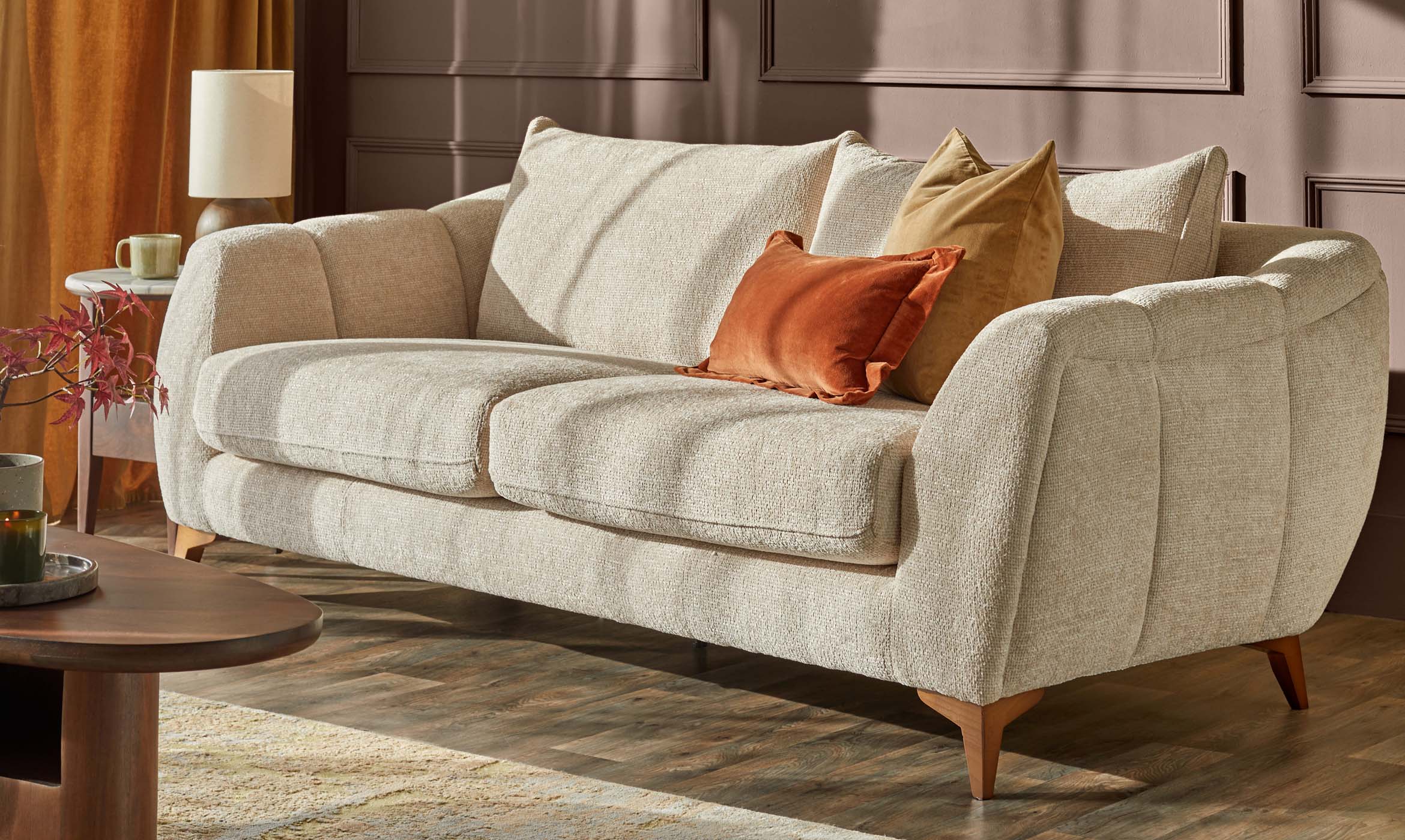 Genevieve natural chunky weave 2 seater sofa