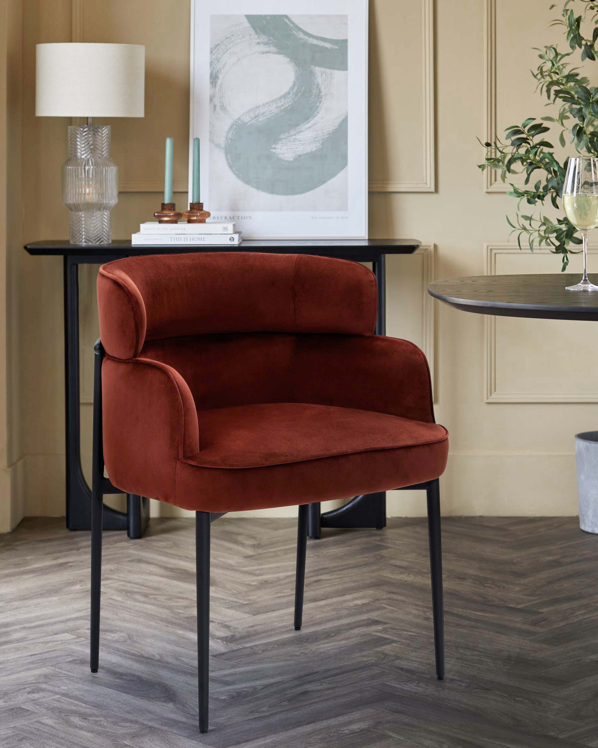 Felix toffee red velvet dining chair – Danetti