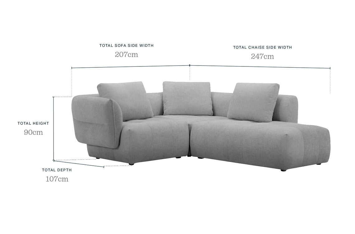 Lillian natural weave right hand small corner chaise sofa