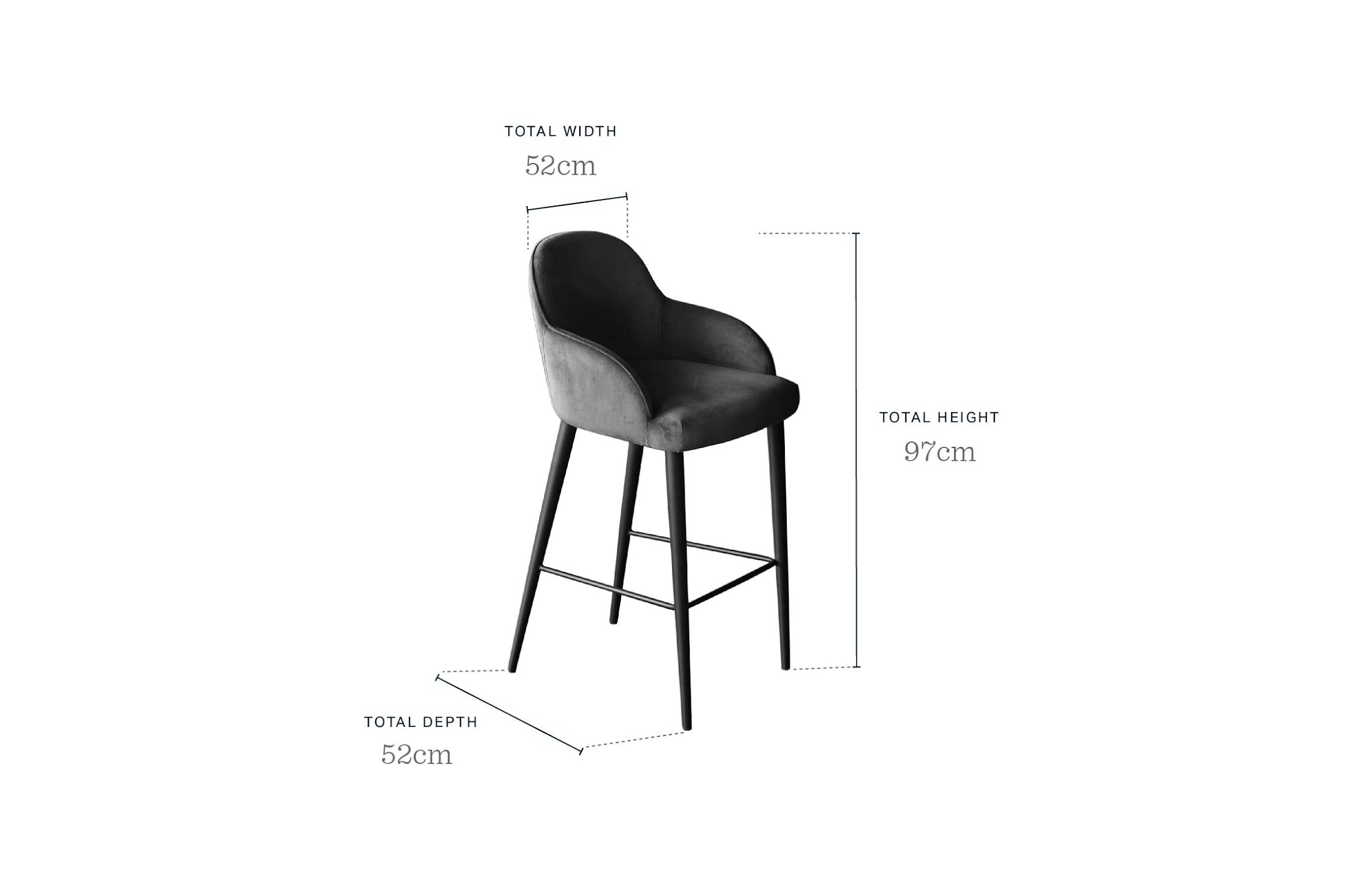 Lani mocha velvet bar stool