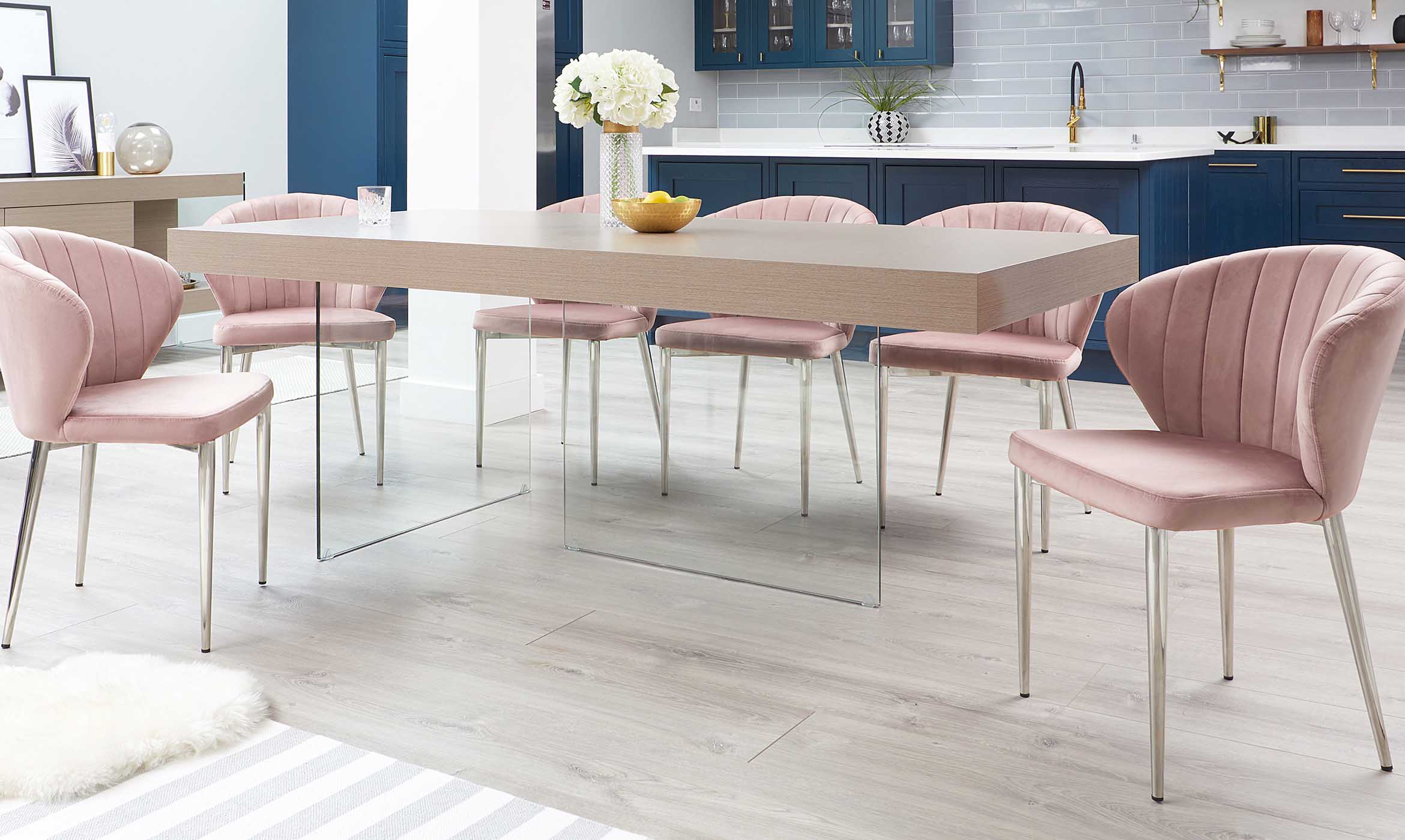 Aria Grey Oak And Glass 8 Seater Dining Table