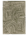 Abstract Swirl dark green wool large rug