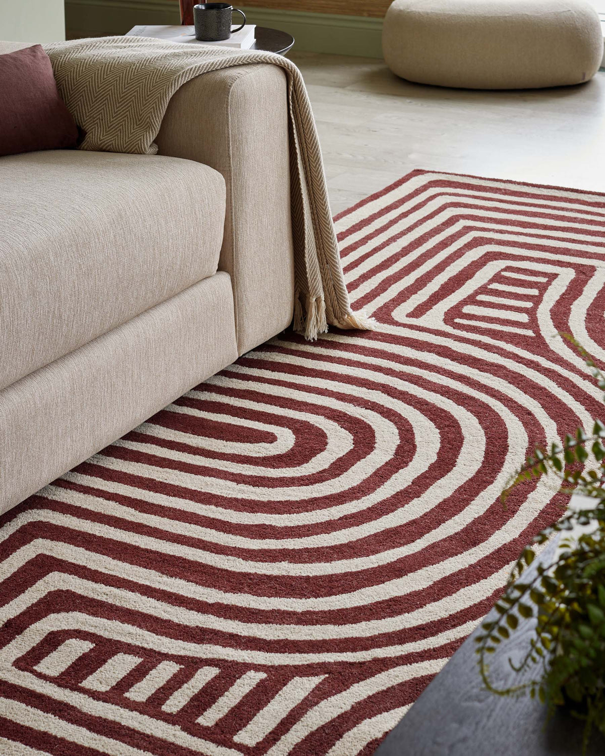 Deep Red Rug P Blue Abstract Swirl Medium Sculpted Wool Rug Deep Red – Danetti