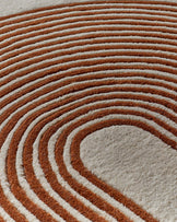 Abstract Lines rust and cream wool medium rug