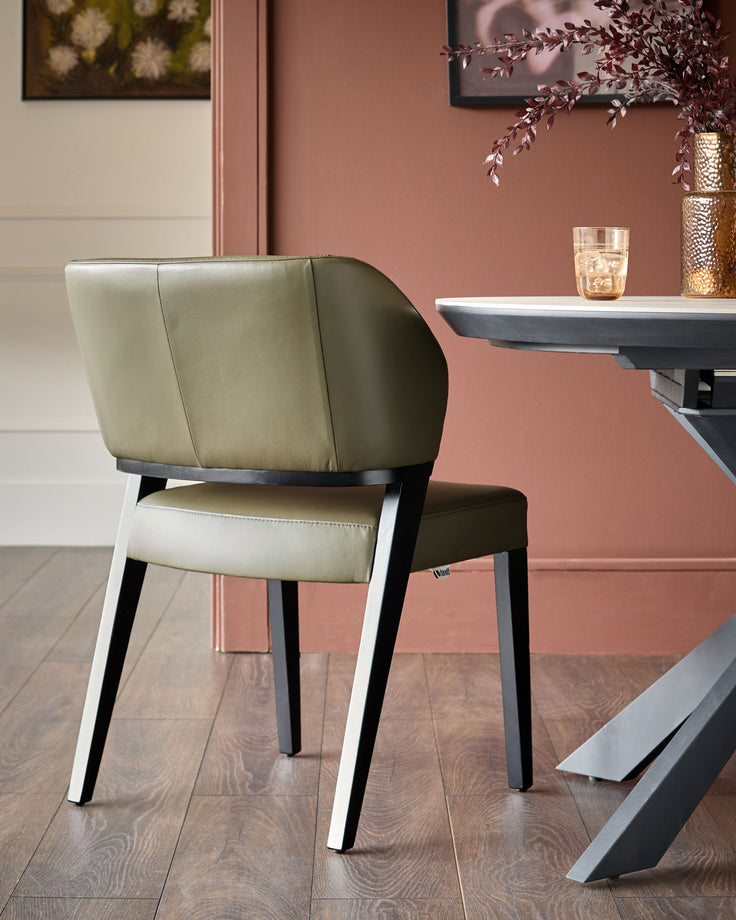 Ada olive green leather dining chair - set of 2