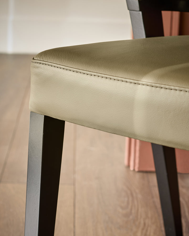 Ada olive green leather dining chair - set of 2