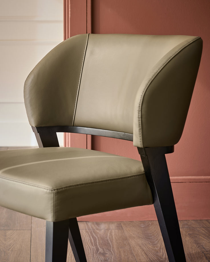 Ada olive green leather dining chair - set of 2