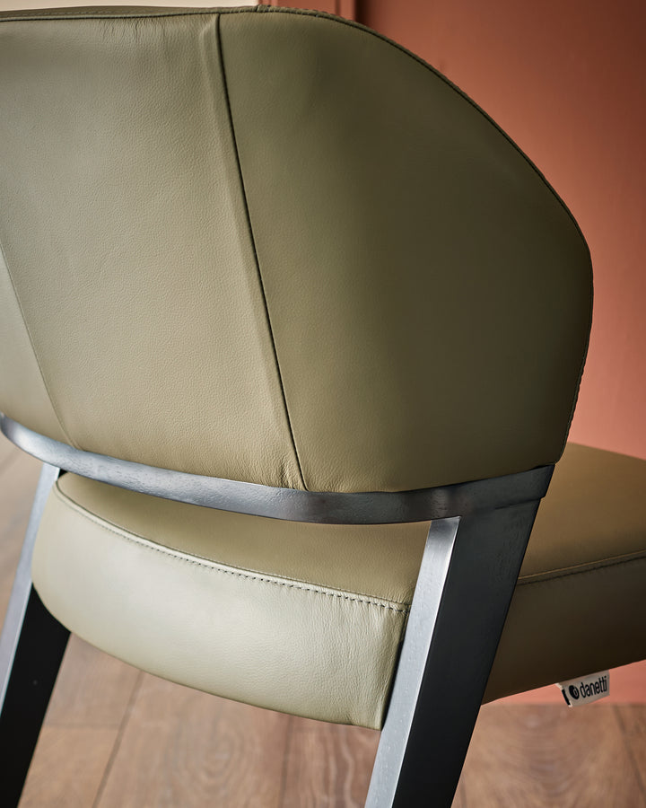Ada olive green leather dining chair - set of 2