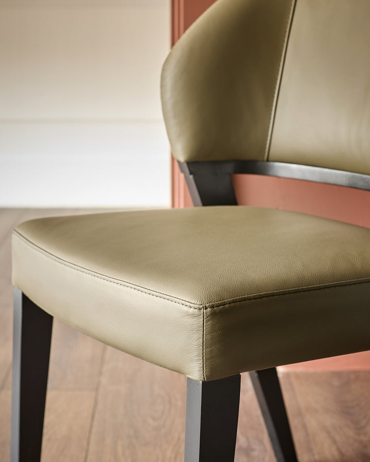 Ada olive green leather dining chair - set of 2