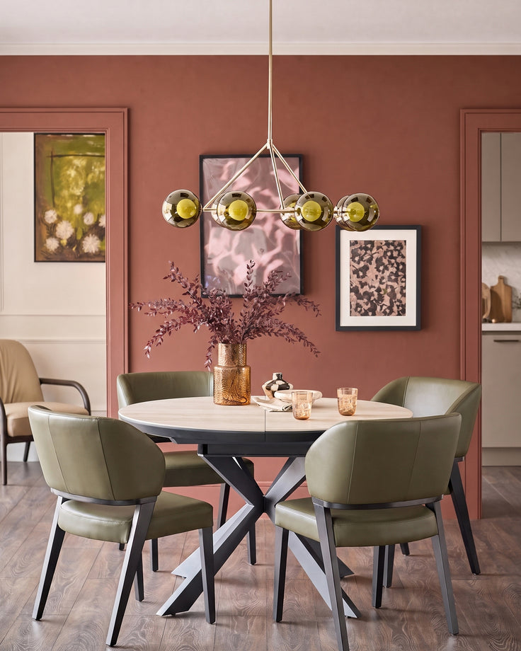 Ada olive green leather dining chair - set of 2