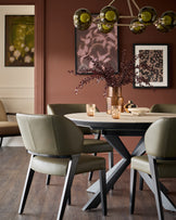 Ada olive green leather dining chair - set of 2