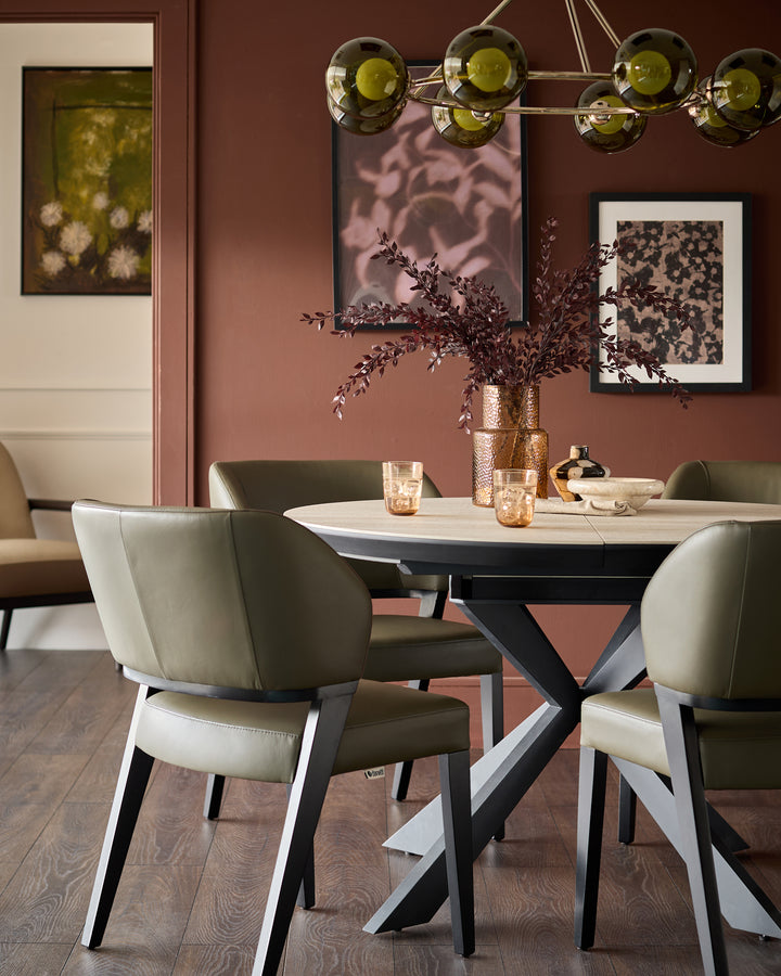 Ada olive green leather dining chair - set of 2