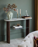 Adalynn toronto marble dark wood console table