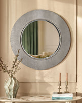 Alexa silver round wall mirror