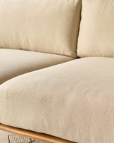 Alvaro natural garden left hand corner bench with coffee table set