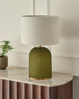 Amalfi olive green glass table light