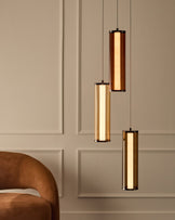 Amber mocha, caramel and champagne glass 3 cluster drop pendant light
