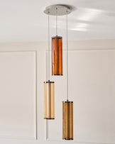 Amber mocha, caramel and champagne glass 3 cluster drop pendant light