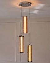Amber mocha, caramel and champagne glass 3 cluster drop pendant light