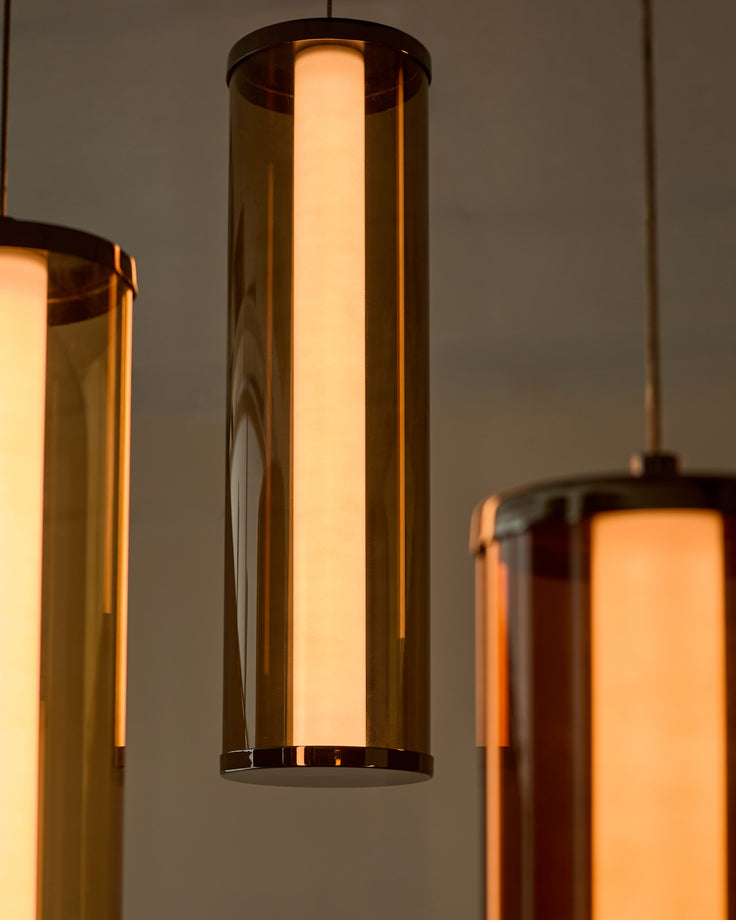 Amber mocha, caramel and champagne glass 3 cluster drop pendant light