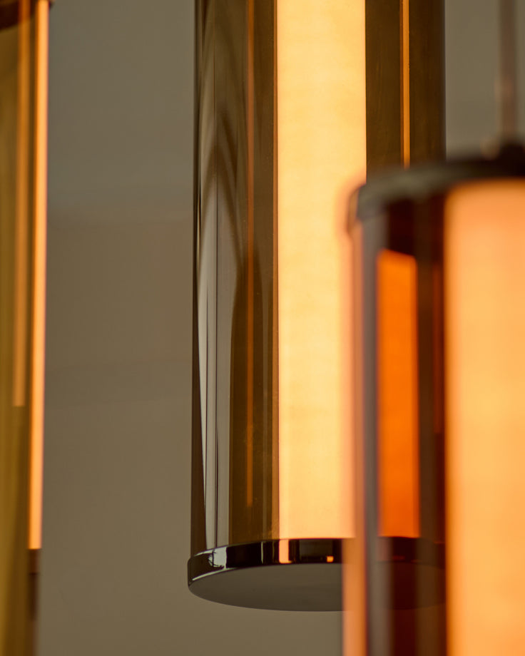 Amber mocha, caramel and champagne glass 3 cluster drop pendant light