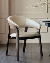 Amelia natural and mocha leather dining chair