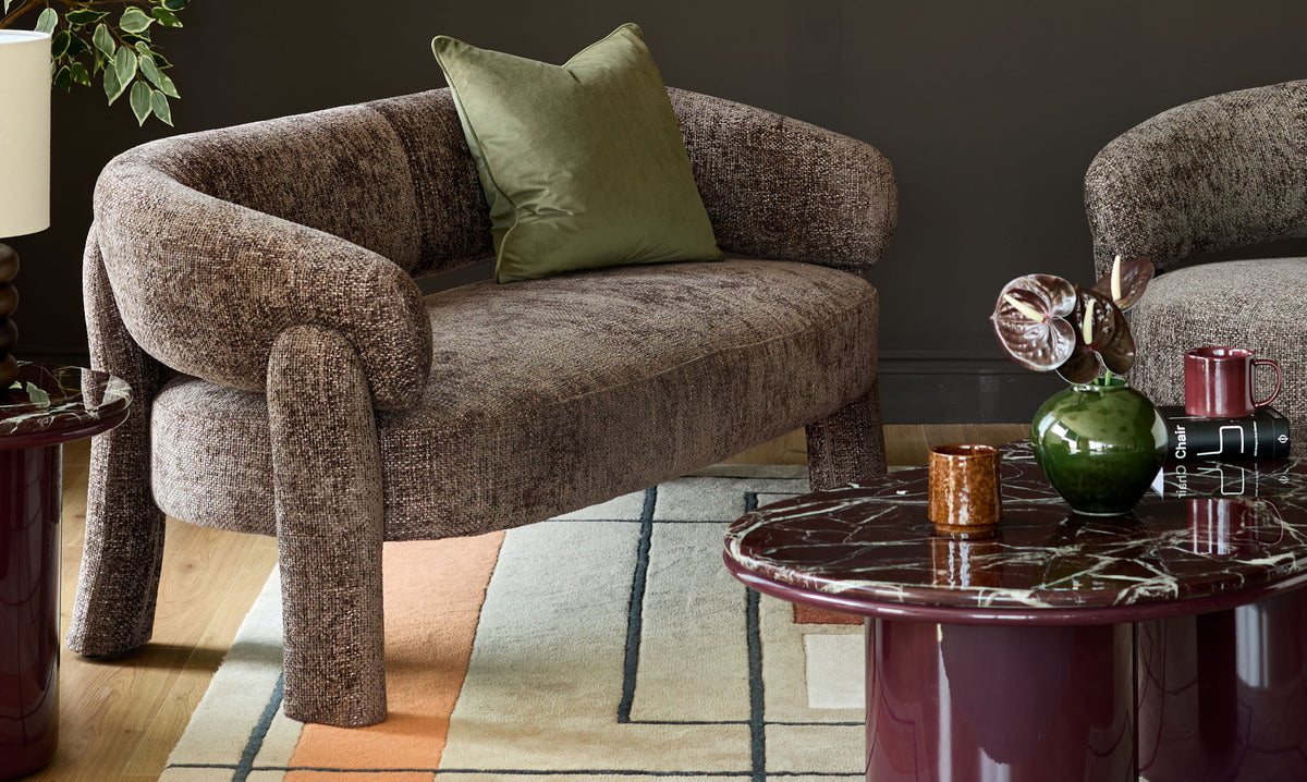 Anya mocha fabric accent sofa