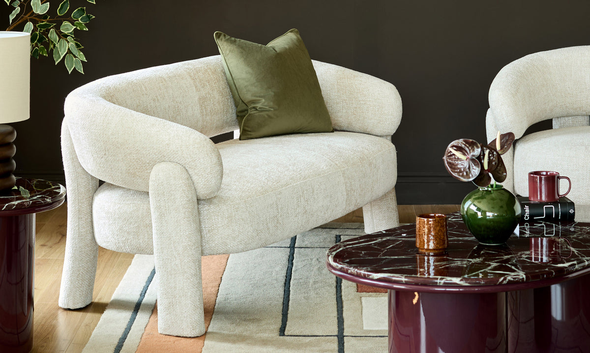 Anya natural fabric accent sofa