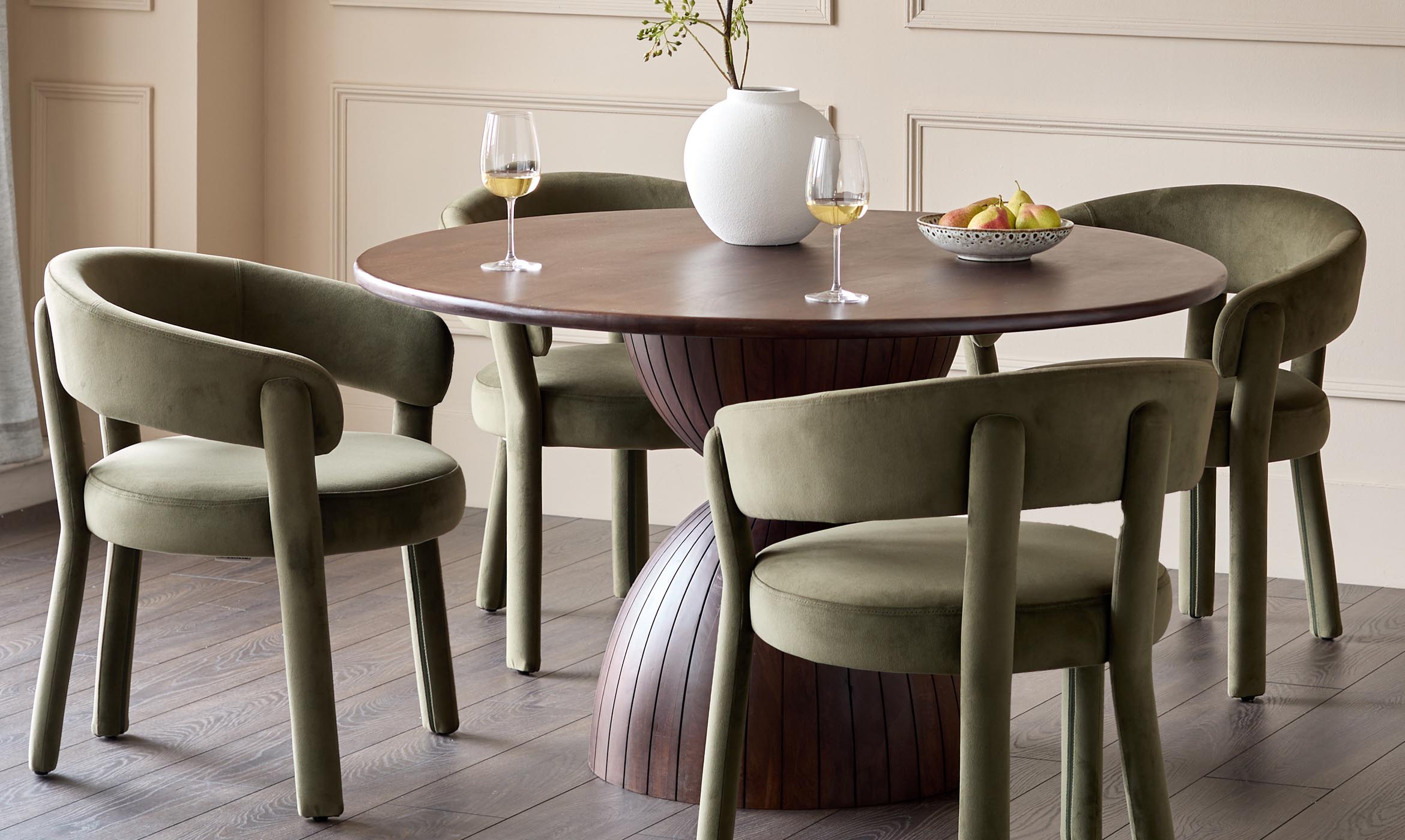 Anya olive green velvet dining chair