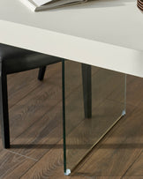 Aria White Oak And Glass 6 Seater Dining Table