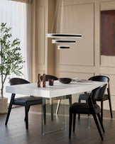 Aria White Oak And Glass 6 Seater Dining Table