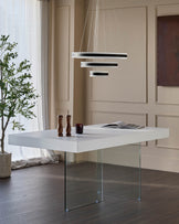 Aria White Oak And Glass 6 Seater Dining Table