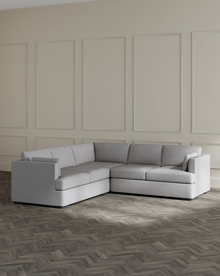 ashby large corner sofa black wood weave grey