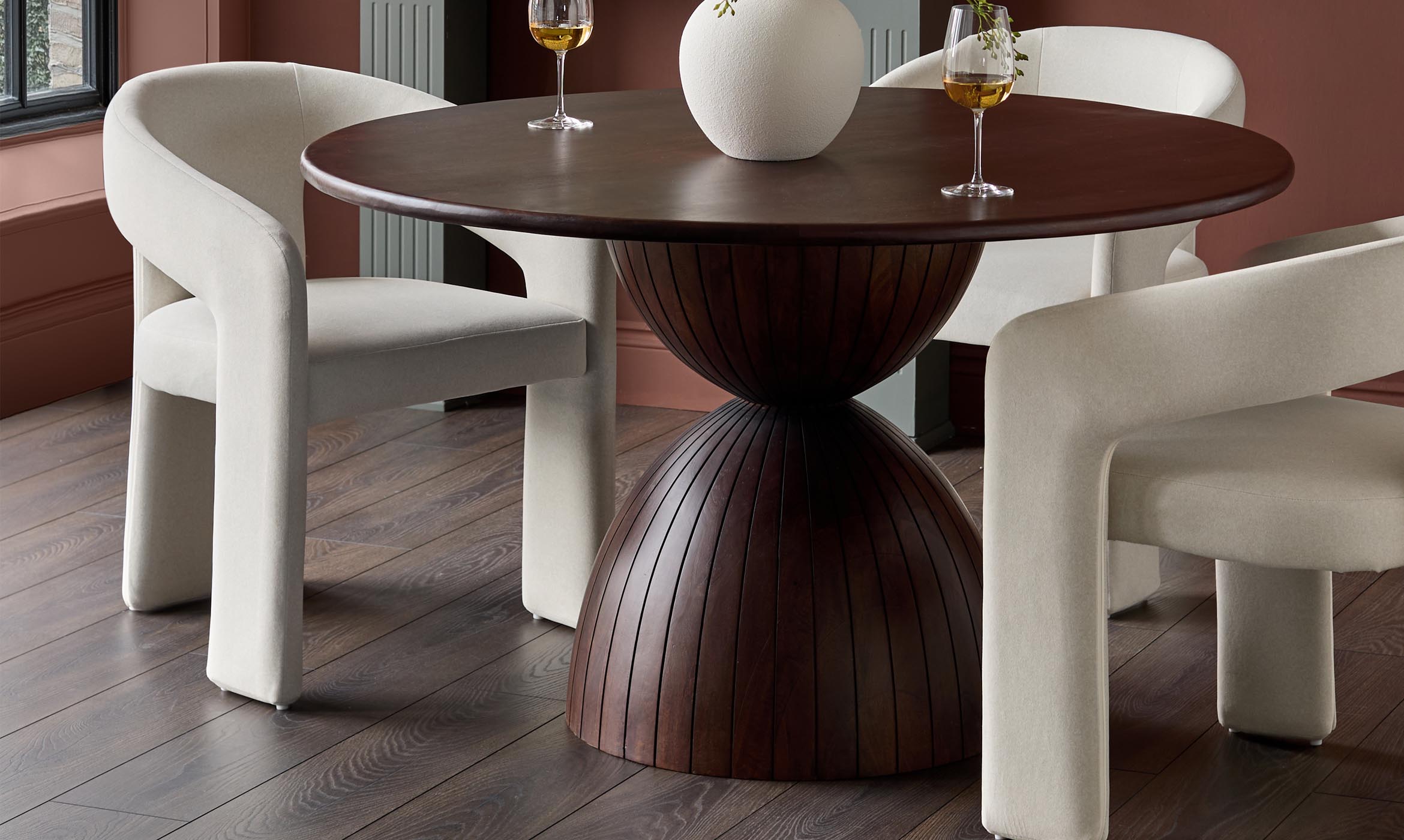 Asher cream plush fabric dining chair
