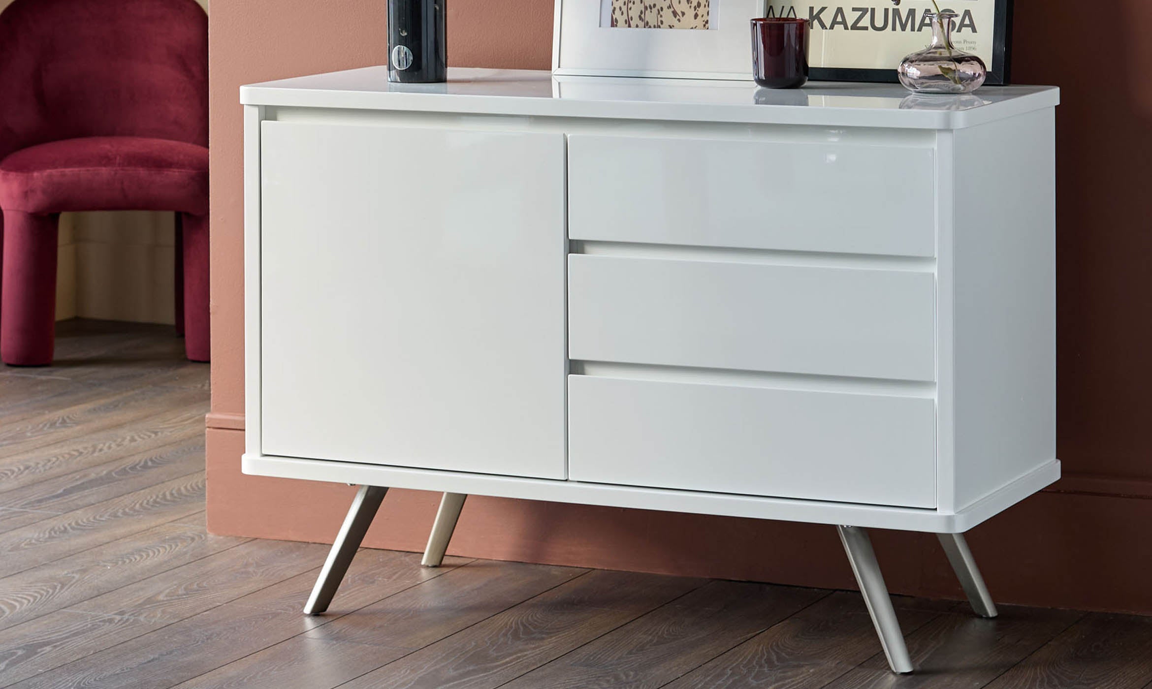 Assi Compact White Gloss Sideboard