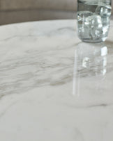 Aurora Marbled Ceramic and Dark Oak Round Coffee Table