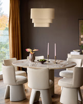 Jenna cream fabric swivel dining chair