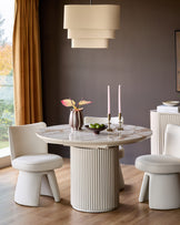 Jenna cream fabric swivel dining chair
