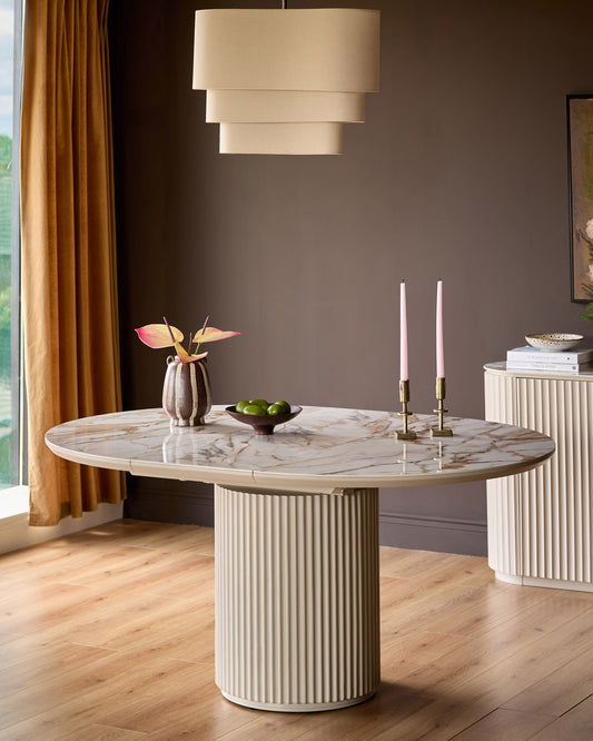 Austin natural ceramic 4 - 6 extending dining table