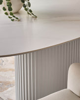 Austin White Marbled Ceramic Fluted 6 Seater Dining Table