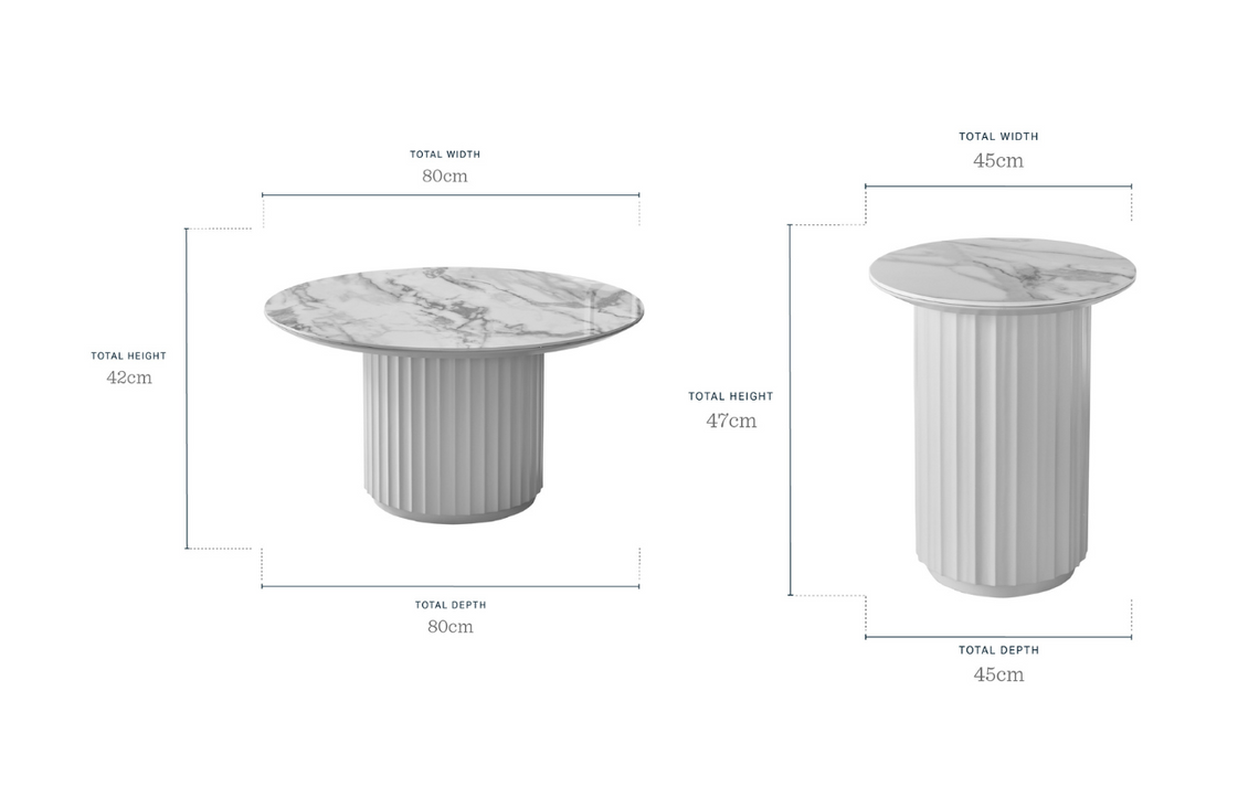 Austin natural ceramic coffee table and Austin natural ceramic side table set