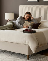 Avery Cream Fabric Double Ottoman Storage Bed