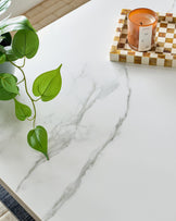 Banks White Marbled Ceramic With Black Wood Coffee Table