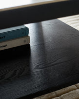 Banks White Marbled Ceramic With Black Wood Coffee Table