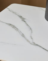 Banks White Marbled Ceramic With Black Wood Side Table