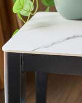 Banks White Marbled Ceramic With Black Wood Side Table