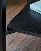 Banks White Marbled Ceramic With Black Wood Side Table