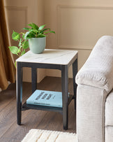 Banks White Marbled Ceramic With Black Wood Side Table