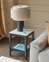 Banks White Marbled Ceramic With Black Wood Side Table